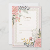 ブッシュ フローラルレース ウェディング 招待状 テンプレート (裏面)