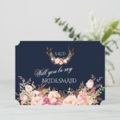 ブッシュ フローラル アントラーズ あなたは私のブライズメイドになりますか 招待状 (スタンド正面)