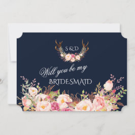 ブッシュ フローラル アントラーズ あなたは私のブライズメイドになりますか 招待状