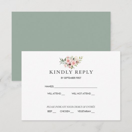 ブッシュ フローラル ウェディング RSVP カード (正面/裏面)