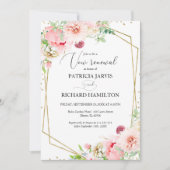 ブッシュ フローラル エレガント ジオメトリック ウェディング ヴァウ リニューアル 招待状 (正面)