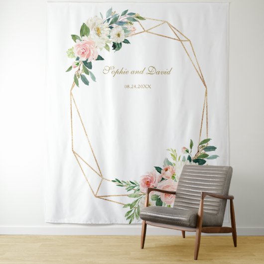 ブッシュ フローラル ゴールド ウェディング フォトブース 背景 タペストリー (インサイチュ)