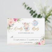 ブッシュ フローラル ハイティーパーティー ベイビー ブライズシャワー 出欠カード (スタンド正面)