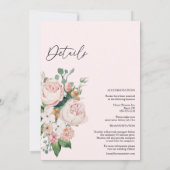ブッシュ フローラル ピンク モノグラム オールインワン ウェディング 招待状 (裏面)