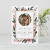 ブッシュ フローラル フレーム セーブ・ザ・デート インビテーション (スタンド正面)