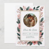 ブッシュ フローラル フレーム セーブ・ザ・デート インビテーション (正面/裏面)