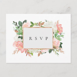 ブッシュ フローラル フレーム 結婚式 RSVP 曲リクエスト インビテーションポストカード