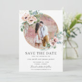 ブッシュ フローラル ユーカリ フォト セーブ ザ デート カード (スタンド正面)