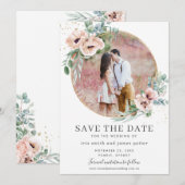 ブッシュ フローラル ユーカリ フォト セーブ ザ デート カード (正面/裏面)