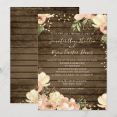 ブッシュ フローラル ラスティック ウッド ウォーターカラー ウェディング 招待状 (正面/裏面)