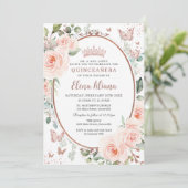 ブッシュ フローラル ローズゴールド バタフライ キンセアニエラ 招待状 (スタンド正面)