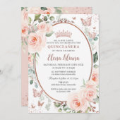 ブッシュ フローラル ローズゴールド バタフライ キンセアニエラ 招待状 (正面/裏面)