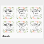 ブッシュ フローラル 私のシャワーからあなたのものへ ブライダルシャワー スクエアシール (シート)