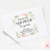 ブッシュ フローラル 私のシャワーからあなたのものへ ブライダルシャワー スクエアシール (封筒)