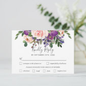 ブッシュ プラム フローラル ウェディング 食事選択 RSVP カード (スタンド正面)