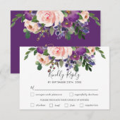 ブッシュ プラム フローラル ウェディング 食事選択 RSVP カード (正面/裏面)