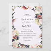 ブッシュ プラム フローラル フレーム ウェディング 招待状 (正面)