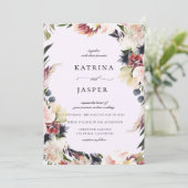 ブッシュ プラム フローラル フレーム ウェディング 招待状 (スタンド正面)