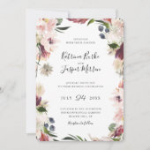 ブッシュ プラム ボタニカル フラワーフレーム ウェディング 招待状 (正面)