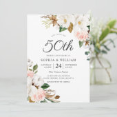 ブッシュ&ホワイトフラワーズ 50周年結婚記念日 招待状 (スタンド正面)