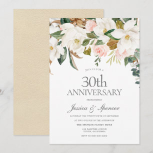 ブッシュ＆ホワイトフラワー 30周年結婚記念日 招待状