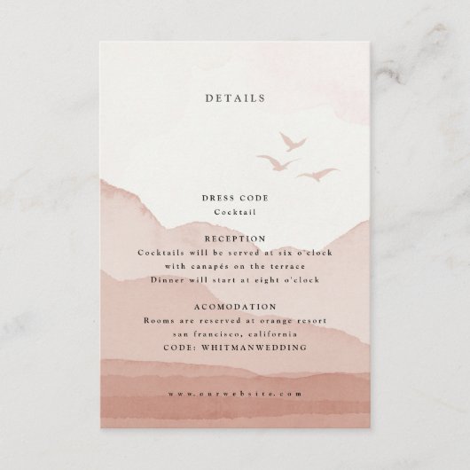 ブッシュ マウンテン レンジ ランドスケープ ウェディング 詳細 エンクロージャーカード (正面)