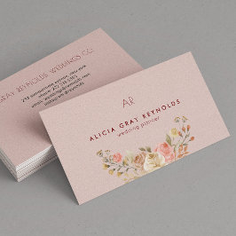 ブッシュ モノグラム ウォーターカラー フラワーズ ウェディング プランナー 名刺