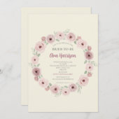 ブッシュ モーブ ワイルド ローズ ブライダル シャワー 招待状 (正面/裏面)