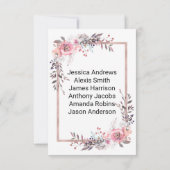 ブッシュ&ローズゴールドのテーブル番号座席表 招待状 (裏面)