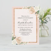 ブッシュ＆ローズゴールドの chic な花柄 卒業パーティー 招待状 (スタンド正面)