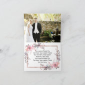 ブッシュ&ローズゴールドフレームの花の結婚式お礼カード サンキューカード (内部)