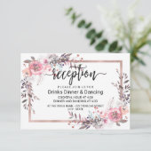 ブッシュ＆ローズゴールドフレームの花の結婚式の披露宴 エンクロージャーカード (スタンド正面)