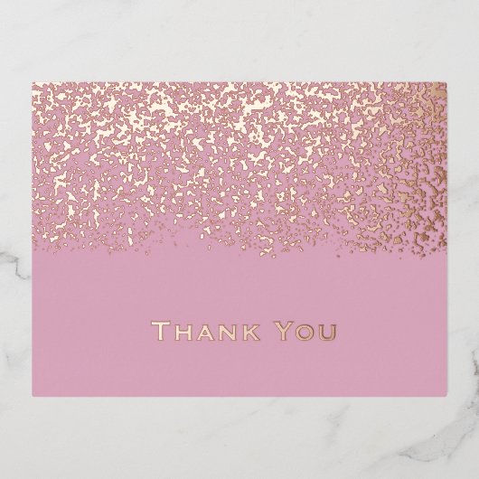 ブッシュ ローズゴールド フォイル 結婚式 お礼カード 箔シーズンポストカード (正面)