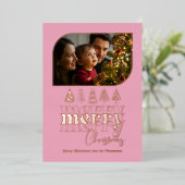 ブッシュ＆ローズゴールド レトロ ドゥードル クリスマス フォト 箔シーズンカード (立ち正面)