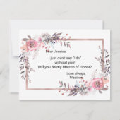 ブッシュ＆ローズゴールド 私のウェディングパーティの責任者になってくれますか 招待状 (裏面)