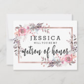 ブッシュ＆ローズゴールド 私のウェディングパーティーになってくれますか？ 招待状 (正面)