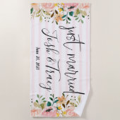 ブッシュ ローズ カスタマイズ 挙式 フラワー ビーチタオル (正面)