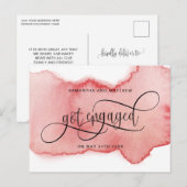 ブッシュ ローズ ゴールド ウォーターカラー 婚約しました, 婚約のお知らせ 案内ポストカード (正面/裏面)