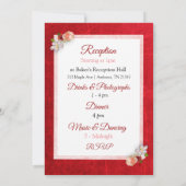 ブッシュ ローズ ディープ レッド フローラル ウェディング 招待状 (裏面)