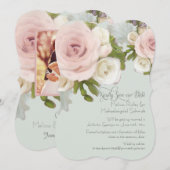 ブッシュ ローズ フローラル サボテン 写真 セーブ・ザ・デート 招待状 (正面/裏面)