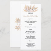 ブッシュ ローズ ホワイト オーキッド パンパス グラス ウェディング メニュー (正面/裏面)