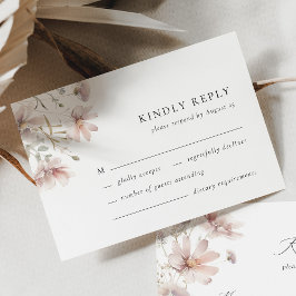 ブッシュ・ワイルドフラワー・ミニマル・ボヘミアン結婚式RSVPカード 出欠カード