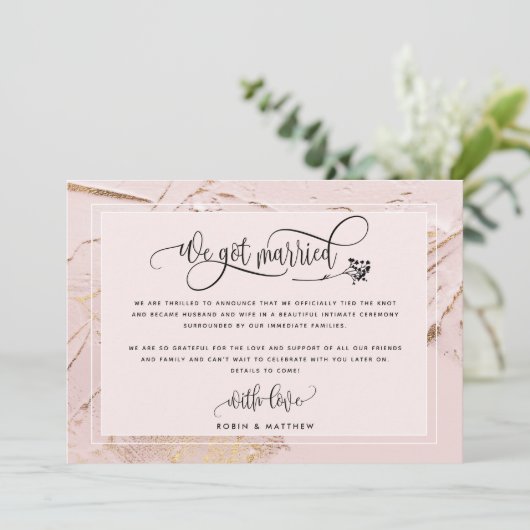 ブッシュ 私たち結婚しました ウェディング / 秘密結婚 発表 招待状 (スタンド正面)