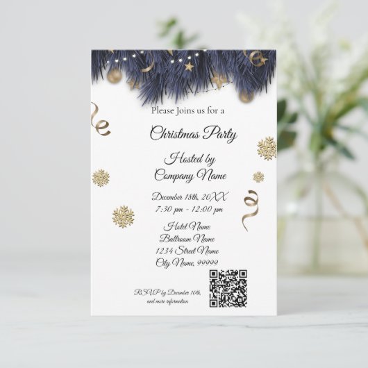 ブッシーエレガントンクリスマスパーティの招待状 招待状 (スタンド正面)