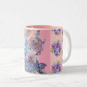 ブッジハンドピ色彩の鮮やかックブルーフローラ女の子名 ツートーンマグカップ (正面右)