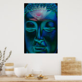 ブッダとピンク《植物》スイレン ポスター (キッチン)