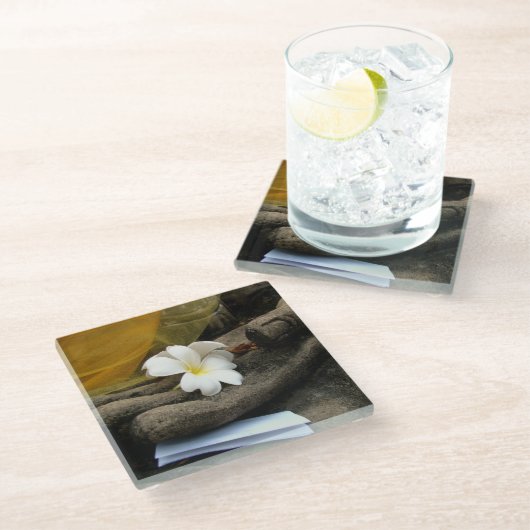 ブッダの手に ガラスコースター (アングル)