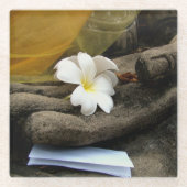 ブッダの手に ガラスコースター (正面)