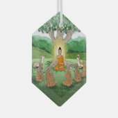 ブッダの最初の説教教えのオーナメント ガラスオーナメント (正面右)