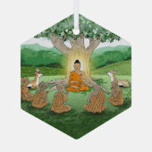 ブッダの最初の説教教えのオーナメント ガラスオーナメント (裏面)